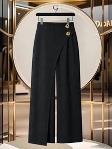Modelyn Women's Long Pants, Spring/Summer/Autumn, Office Commute, Design-Driven, Fashionable, Versatile, Slimming, Elegant - Black - View 5