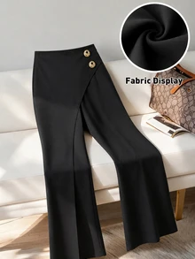 Modelyn Women's Long Pants, Spring/Summer/Autumn, Office Commute, Design-Driven, Fashionable, Versatile, Slimming, Elegant - Black - View 12
