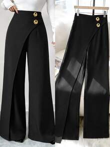 Modelyn Women's Long Pants, Spring/Summer/Autumn, Office Commute, Design-Driven, Fashionable, Versatile, Slimming, Elegant - Black - View 1