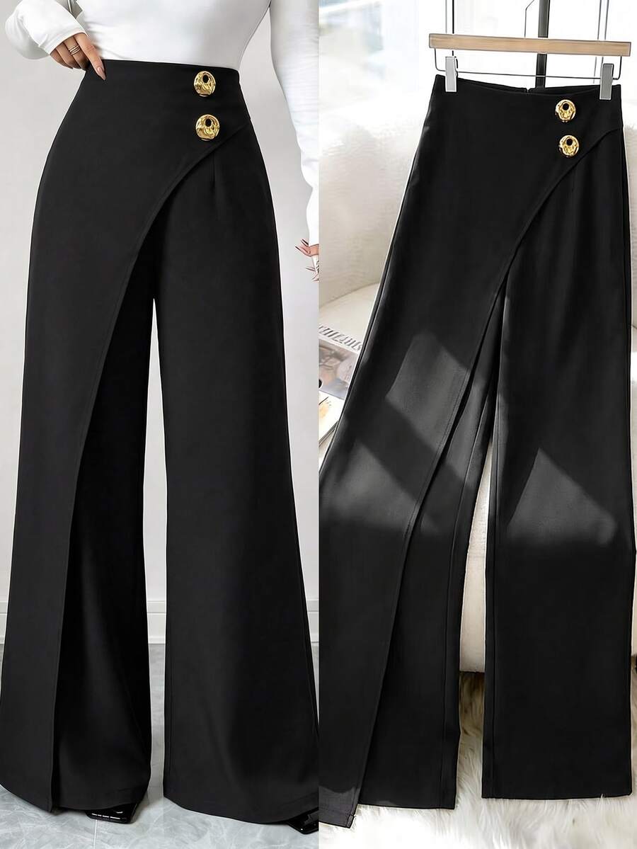 Modelyn Women's Long Pants, Spring/Summer/Autumn, Office Commute, Design-Driven, Fashionable, Versatile, Slimming, Elegant - Black - View 1