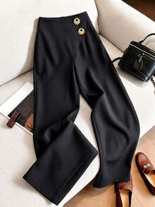 Modelyn Women's Long Pants, Spring/Summer/Autumn, Office Commute, Design-Driven, Fashionable, Versatile, Slimming, Elegant - Black - View 8