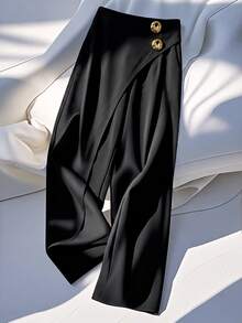 Modelyn Women's Long Pants, Spring/Summer/Autumn, Office Commute, Design-Driven, Fashionable, Versatile, Slimming, Elegant - Black - View 4