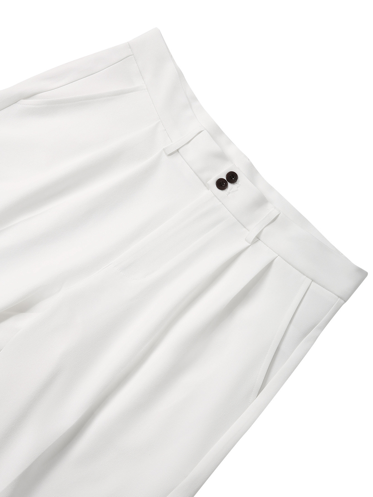 Manfinity Mode Men's Classic Fashion White Versatile Double-Button Design Home Commute Casual Business Suit Pants - White - View 3