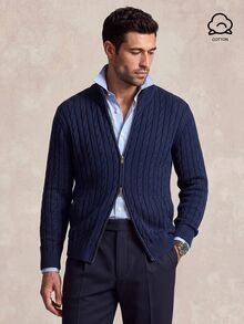 Lornavo Men's Autumn/Winter Casual Versatile Solid Color Cardigan Business Office Navy Blue - Royal Blue - View 5