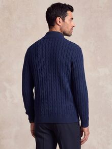 Lornavo Men's Autumn/Winter Casual Versatile Solid Color Cardigan Business Office Navy Blue - Royal Blue - View 2