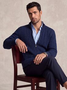Lornavo Men's Autumn/Winter Casual Versatile Solid Color Cardigan Business Office Navy Blue - Royal Blue - View 7