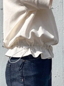 FRIFUL Kemeja Wanita Gaya Korea Baru untuk Awal Musim Panas/Musim Gugur, Warna Polos, dengan Resleting Logam dan Manset di Bagian Bawah. - Grey - View 5