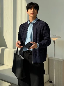 DAZY 男士單排扣休閒百搭日常穿著襯衫 秋季 - 藍色 - 查看 5