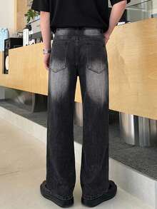 DAZY Jeans de hombre azul oscuro desgastados y lavados de otoño - Negro - Ver 2
