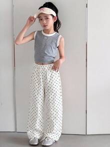 DAZY 年輕女孩直筒波點可愛休閒牛仔褲 - 白色 - 查看 2