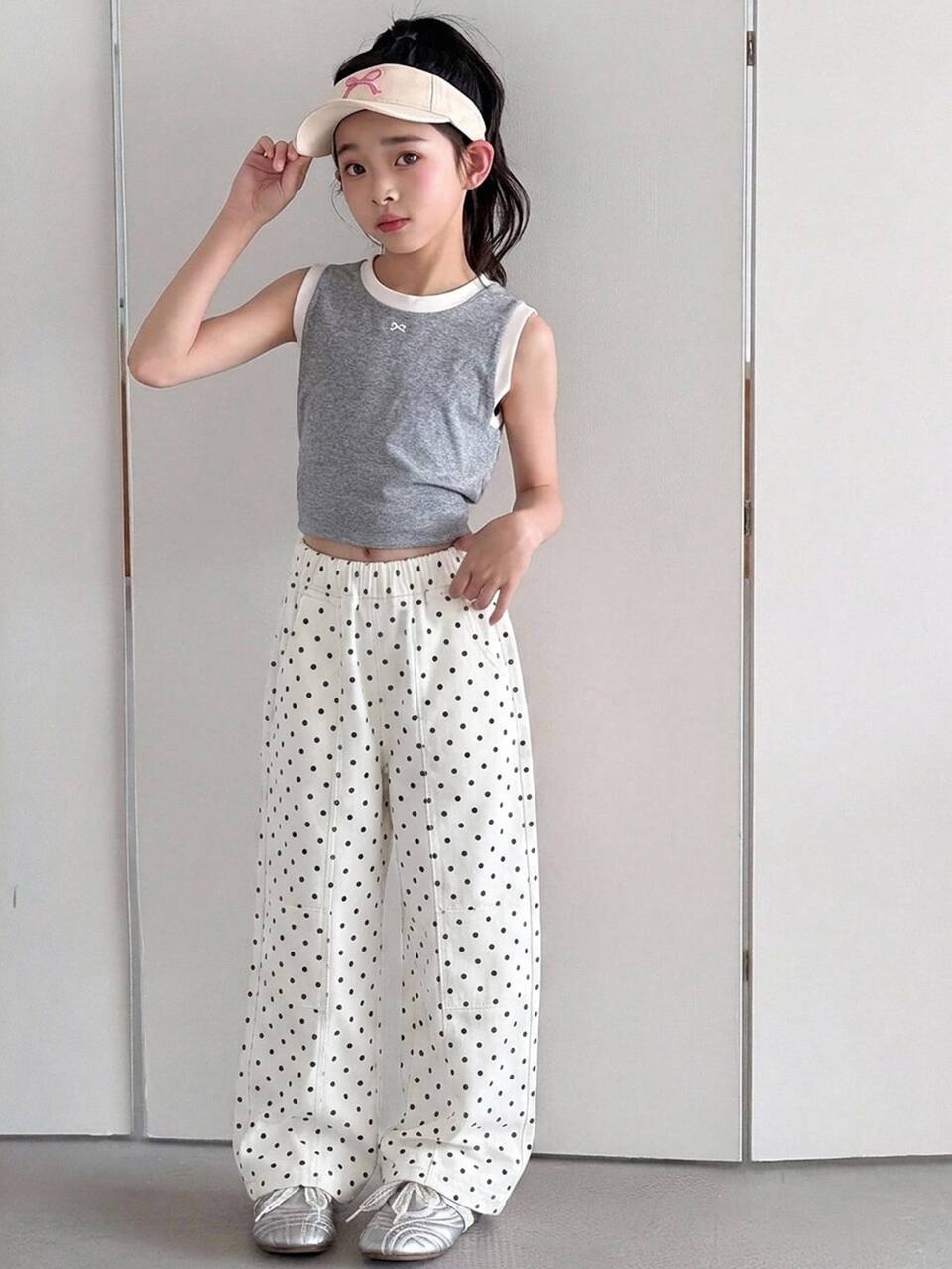 Straight Leg Polka Dot Cute Casual Jeans For Young Girls Fall