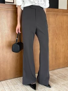 DAZY Pantalones acampanados de unicolor versátiles y de moda para ir al trabajo en otoño - Gris Oscuro - Ver 1