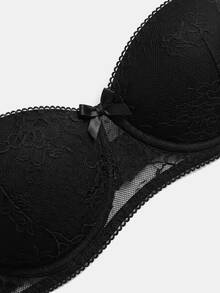 lacRébo Delicate Black Lingerie Set With A Padded Strapless Balconette Bra And Matching Tanga Sexy Chic - Black - View 9
