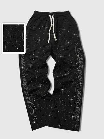 Men's Plus Size Sparkling Diamond Sweatpants