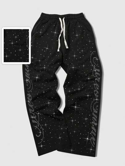 Men's Plus Size Sparkling Diamond Sweatpants