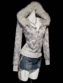 SHEIN ICON 女款復古迷彩毛絨長袖休閒夾克拉鍊連帽外套 秋冬款 - 彩色 - 查看 5