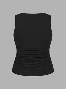 SHEIN LUNE 两件套休闲简约无袖上衣，大码女装，夏季女装返校季 - 彩色 - 查看 6