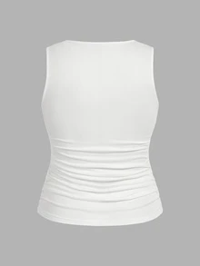 SHEIN LUNE 两件套休闲简约无袖上衣，大码女装，夏季女装返校季 - 彩色 - 查看 3