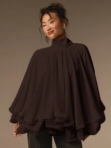 COSMINA 女款休閒優雅雪紡日常穿著襯衫 - 棕色 - 查看 5
