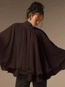 COSMINA 女款休閒優雅雪紡日常穿著襯衫 - 棕色 - 查看 4