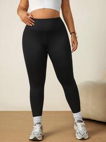 SHEIN Rhythm Era Seamed Yoga Leggings / Mesh Color Block / Fashionable & Sexy / Comfortable / Versatile / Fitness & Sports / Outdoor - Black - View 2