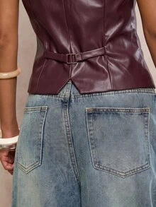 Glamine 女款單肩無袖時尚休閒性感百搭西裝外套 夏季服飾 夜店派對酒紅色 - 黑色 - 查看 5