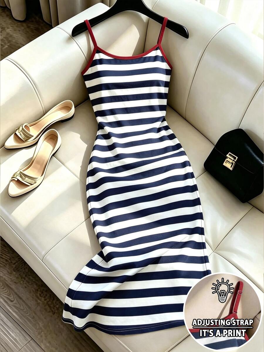 Franclia Women's Striped Patchwork Casual Daily Spaghetti Strap Dress - Multicolor - View 1