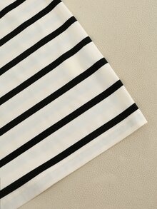 GlowEve Women's Black & Apricot Striped Sleeveless Fitted Dress, Lapel Collar, Gold Double-Breasted Design, Professional Commuter Elegant Dress - Multicolor - View 9