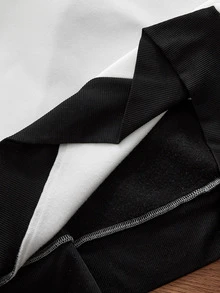 SWAVVY 男士拼色休閒日常穿著長袖連帽衛衣 - 黑與白 - 查看 7
