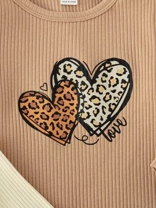 SHEIN Playful Pals 3件組女童秋季字母印花修身長袖T恤，甜美休閒百搭套裝 - 彩色 - 查看 9