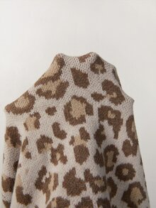 SHEIN 秋假穿搭優雅性感女款襯衫休閒女式襯衫米色豹紋適合外出夜生活 - 杏色 - 查看 8