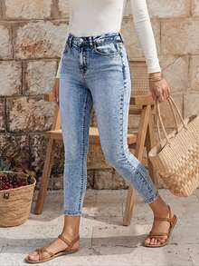 EMERY ROSE Celana Jeans Skinny Elastis Minimalis Ukuran Plus - Light Wash - View 2