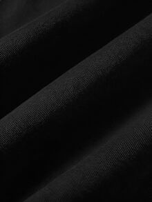 SHEIN 青少年女孩編織素色貼袋短版寬鬆休閒連帽外套，秋冬款 - 黑色 - 查看 5