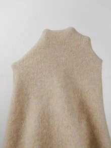 SHEIN Autumn Chinese Style Frog Button Knit Cardigan Women Round Neck Long Sleeve Slim Fit Jacket - Apricot - View 7