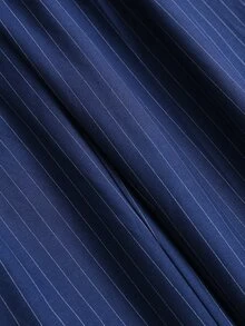 Sweetra Women's Blue Striped Pleated Long Suit Pants - Royal Blue - View 5
