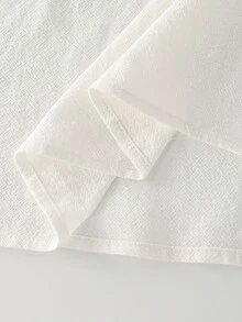 Balvessa 女款可追溯棉質白色前開襟拼接蕾絲長袖襯衫 - 白色 - 查看 7