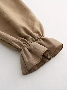 SHEIN Gaun Kasual Boho Elegan Musim Gugur/Dingin dengan Hiasan Rumbai di Bagian Bawah untuk Liburan, Kantor, Makan Siang, Liburan, dan Perjalanan, Nuansa Cokelat Musim Gugur 2026 - Khaki - View 8