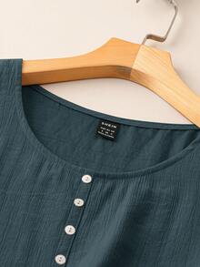 EMERY ROSE Women's Casual Solid Color Round Neck Tank Top - Dark Green - View 3