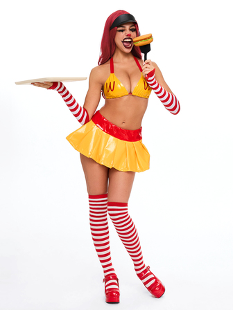 Anime Halloween Cosplay Sexy McDonald's Bikini Top & Mini Rock 2 Stücke Set für Frauen