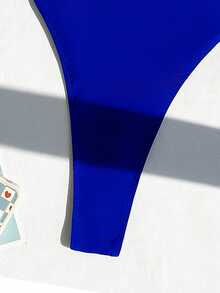 Swim SXY Women's Solid Color Backless One-Piece Swimsuit For Beach Vacation Summer - Royal Blue - View 5