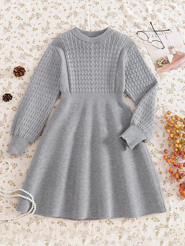 Tween Girls Sweater Dress, Round Neck, Fashion Elegant Cute Bow Petal Sleeve Pullover Short Dress
