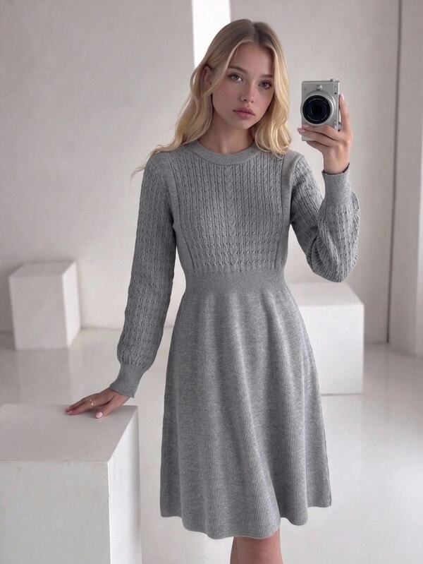 Tween Girls Sweater Dress, Round Neck, Fashion Elegant Cute Bow Petal Sleeve Pullover Short Dress