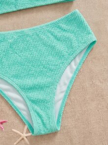 Swim Basics Women's Teal Bandeau Top And Bottom Bikini Set Holiday Beach Holiday Summer Sexy - Dusty Blue - View 6