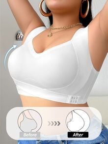 NudeFit Plus-Size Women's Form-Fitting Push-Up Bra: Jelly-Cup, Wireless, Side-Smoothing Design, Comfortable For Daily Wear (1-Pack) - White - View 3