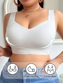 NudeFit Plus-Size Women's Form-Fitting Push-Up Bra: Jelly-Cup, Wireless, Side-Smoothing Design, Comfortable For Daily Wear (1-Pack) - White - View 6