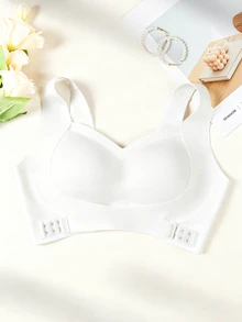 NudeFit Plus-Size Women's Form-Fitting Push-Up Bra: Jelly-Cup, Wireless, Side-Smoothing Design, Comfortable For Daily Wear (1-Pack) - White - View 5