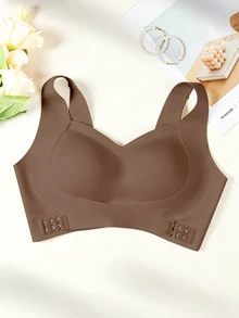 NudeFit Plus Size Women's Seamless Push-Up Lifting Bra With Jelly Strip Soft Support, Wire-Free Molded Cup, Side-Smoothing Comfortable Minimalist Everyday Bra, 1pc - Coffee Brown - View 6