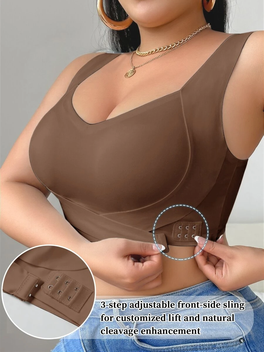 NudeFit Plus Size Women's Seamless Push-Up Lifting Bra With Jelly Strip Soft Support, Wire-Free Molded Cup, Side-Smoothing Comfortable Minimalist Everyday Bra, 1pc