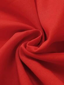Glimmora Women's Autumn New French Style Red Casual Chiffon Patchwork Long Sleeve Petal Sleeve Collared Button-Down Solid Color Commute Elegant Slimming Long Dress - Red - View 7