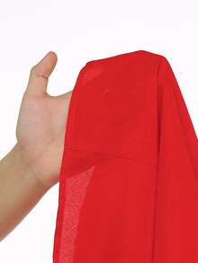 Glimmora Women's Autumn New French Style Red Casual Chiffon Patchwork Long Sleeve Petal Sleeve Collared Button-Down Solid Color Commute Elegant Slimming Long Dress - Red - View 8